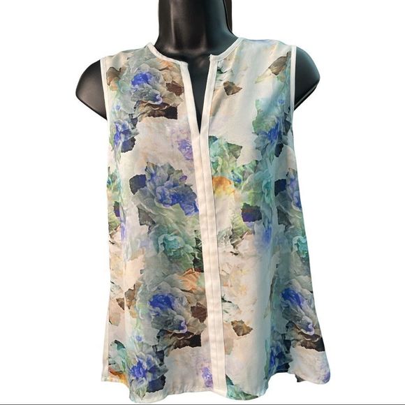 Kenar Tops - KENAR Vintage Women’s Floral Sleeveless Blouse XS